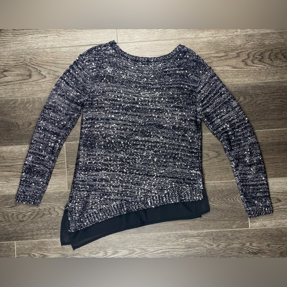 Sparkly pullover sweater sheer trim size small - Picture 5 of 7